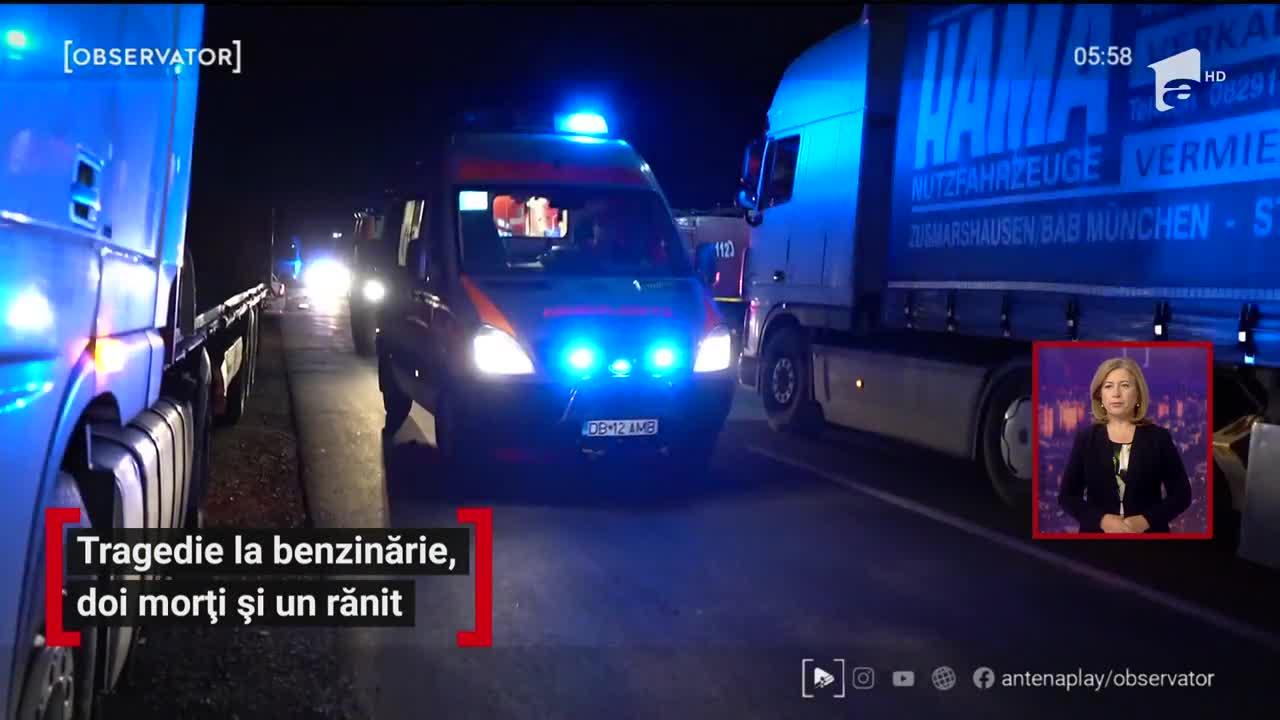 Primele imagini de la tragedia petrecută la o benzinărie din Dâmboviţa. Doi morți, după ce un șofer nu s-a asigurat când a ieșit de la pompă