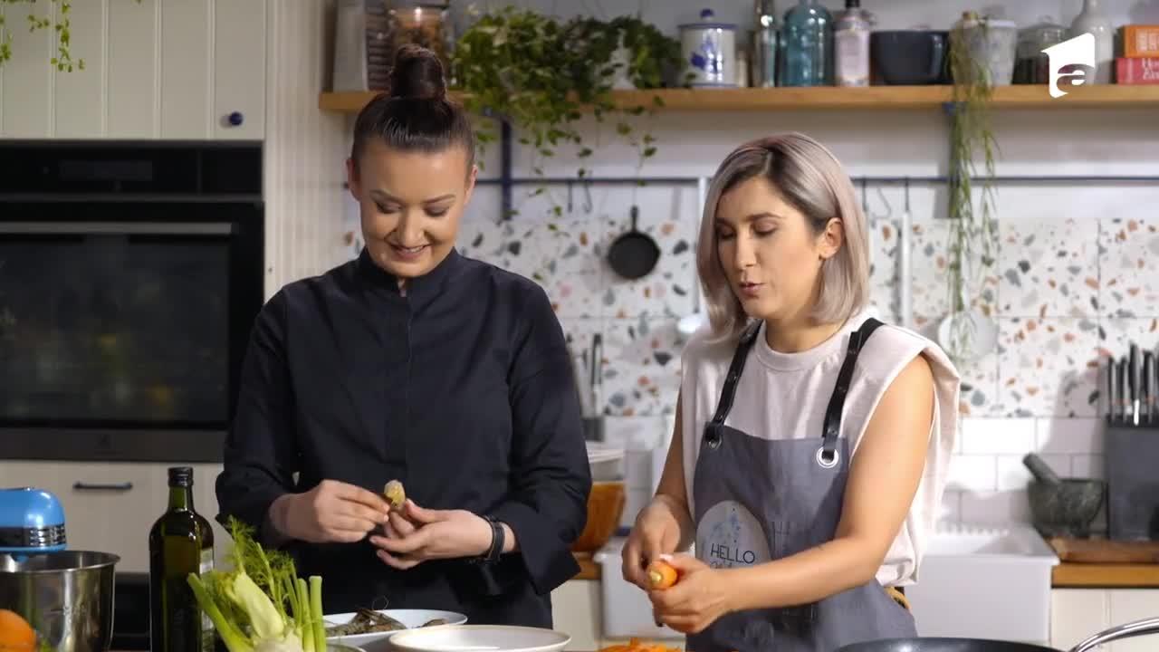Hello Chef, sezon 2, episod 5. Rețeta de creveți cu sparanghel a la Chef Roxana Blenche. Ingrediente și mod de preparare