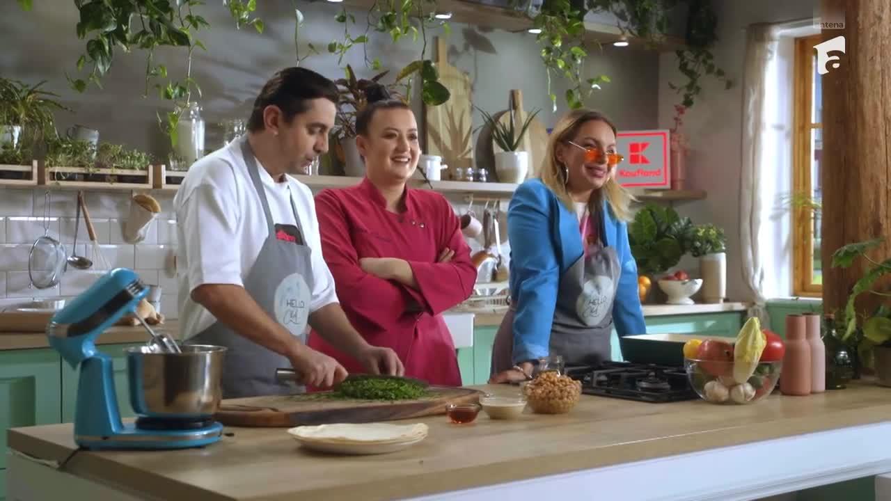 Hello Chef, sezonul 5, 14 mai 2023. Roxana Blenche, Eliza și Cosmin Natanticu au pregătit humus cu salată arăbească