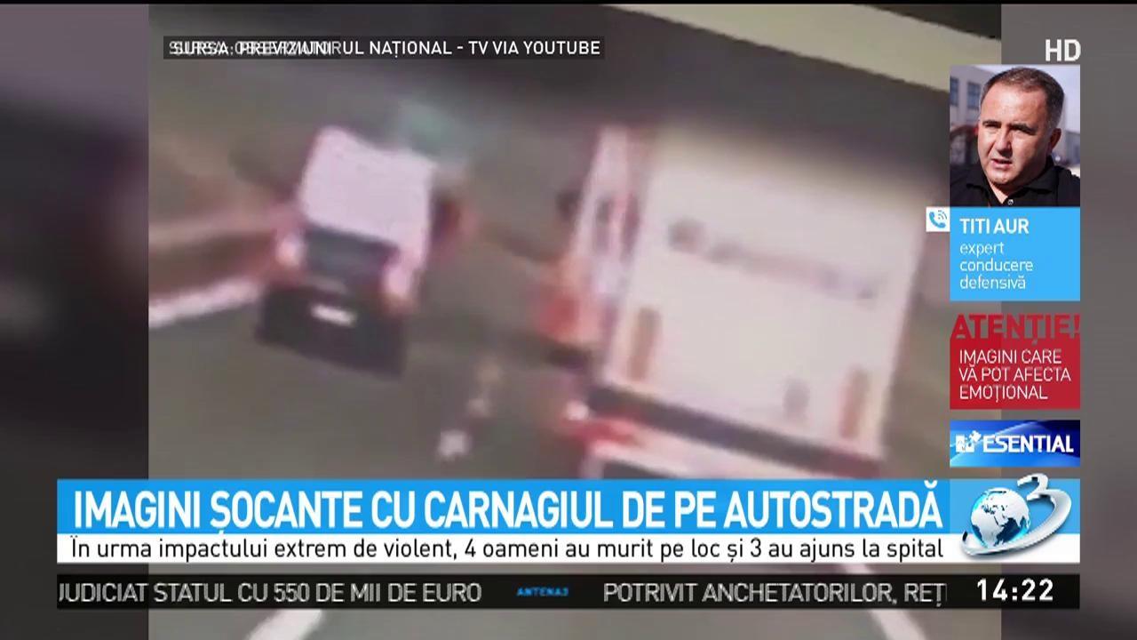 VIDEO ȘOCANT! Cum a fost posibil?? Primele imagini cu accidentul tragic de pe autostradă, în care patru români au murit striviți sub mormanele de fiare