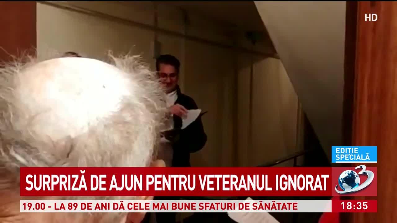 Surpriză uriașă în Ajun pentru veteranul de război ignorat de autoritățile române! Emil Vețeleanu a privit cu lacrimi în ochi ce s-a întâmplat în fața ușii sale