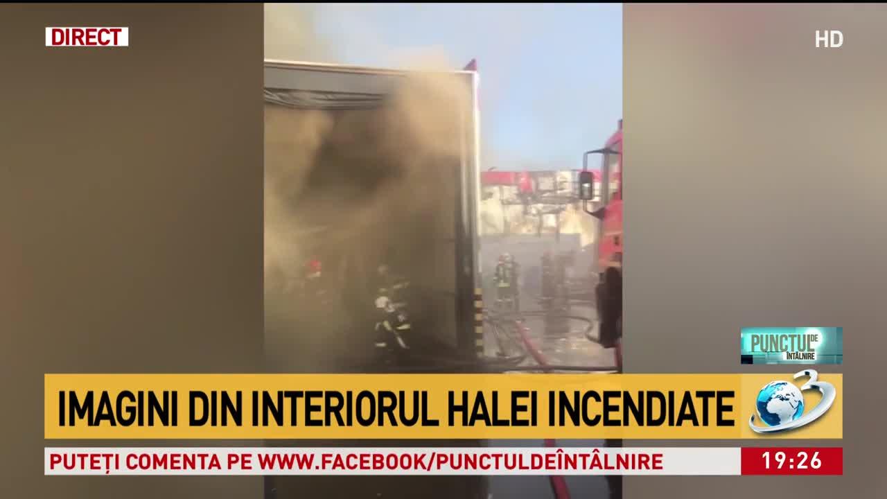 Primele imagini din interiorul halei incendiate, de pe Bulevardul Metalurgiei din București | VIDEO