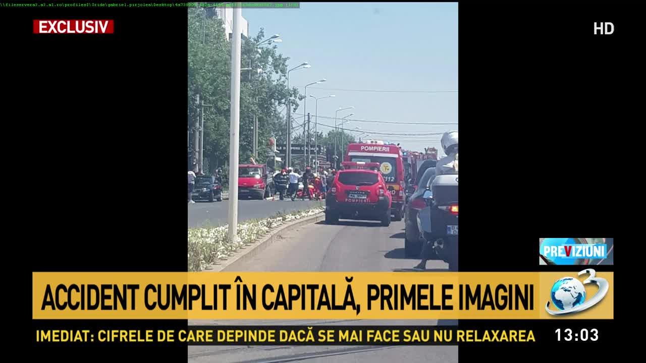 Accident cumplit, în București! Un șofer, rănit grav de încărcătura unei autoutilitare! Atenție, imagini ce vă pot afecta emoțional! VIDEO