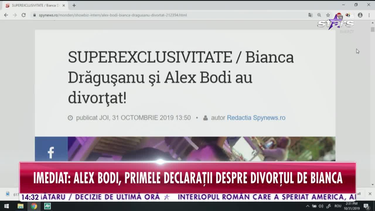 Bombă în showbiz! Bianca Drăguşanu și Alex Bodi au divorţat, după doar trei luni!