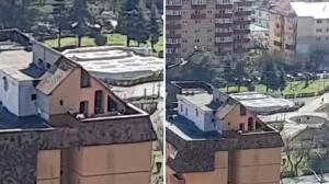 VIDEO Un brașovean și-a construit propria ”vilă” pe acoperișul unui bloc cu 8 etaje. Cum arată construcția care are toate avizele