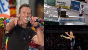 Cum a fost surprins Chris Martin, solistul Coldplay, într-un parc din București. Putea fi confundat lejer cu un simplu turist