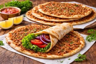 Turkish Lahmacun. Rețetă de lipie subțire cu carne, legume și arome orientale