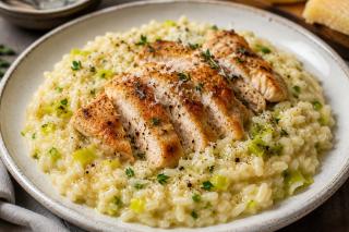 Risotto cremos cu pui și praz. Un preparat care demonstrează perfect de ce bucătăria italiană este apreciată în întreaga lume