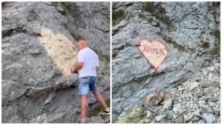 Un bărbat a desenat o declarație de dragoste pentru Anna pe Transfăgărășan. Autoritățile anunță că vor lua măsurile care se impun