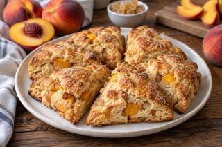 Scones cu piersici și ghimbir – fragezi, aromați și ușor de preparat