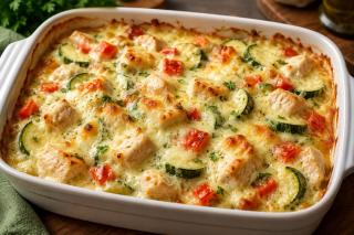 Pui cremos cu dovlecei și mozzarella la cuptor. Rețetă pentru un prânz savuros și hrănitor