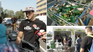 Cu câte sticle a venit un tânăr la centrele de reciclare. Primește 50 de bani pe una: "Pentru noi contează să fie România curată"