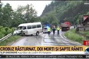 Carnagiu pe o șosea! Accident rutier grav în judeţul Harghita - două persoane au murit, alte 18 au fost rănite. UPDATE