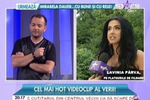 Lavinia Pîrva pregătește cel mai hot clip al verii!  Ştefan Bănică, juratul X Factor, a vizitat-o pe platourile de filmare