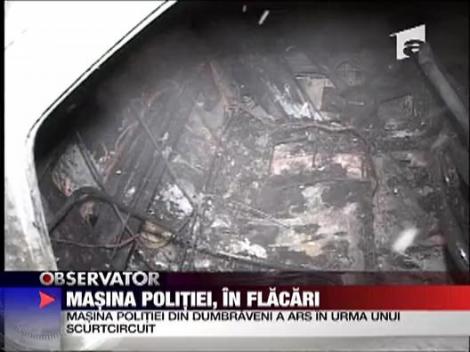 Masina politiei, in flacari