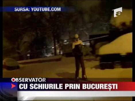 Schi extrem pe strazile Bucurestiului