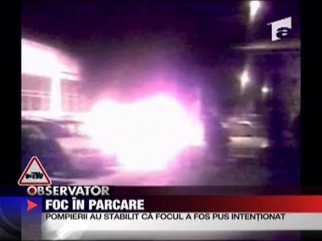 Masina incendiata la Galati