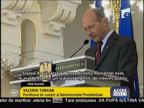 Presidintia: "Traian Basescu nu are probleme de sanatate"