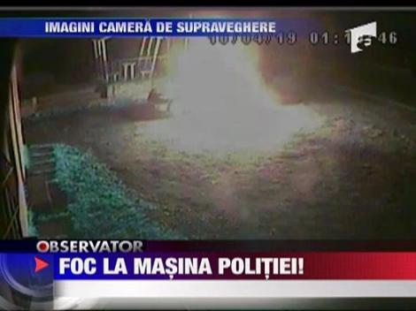 Masina de politie incendiata