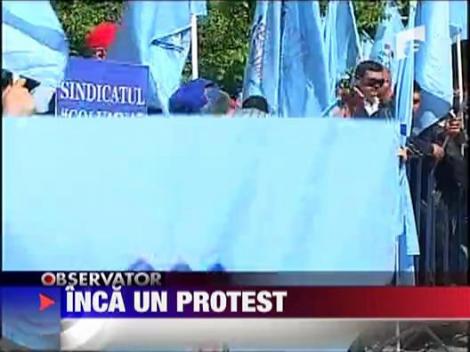 Peste 100 de functionari publici au protestat azi in fata Guvernului