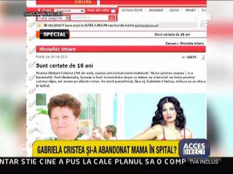 Gabriela Cristea, acuzata ca si-a abandonat mama in spital