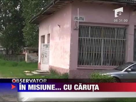 Politia in misiune cu caruta