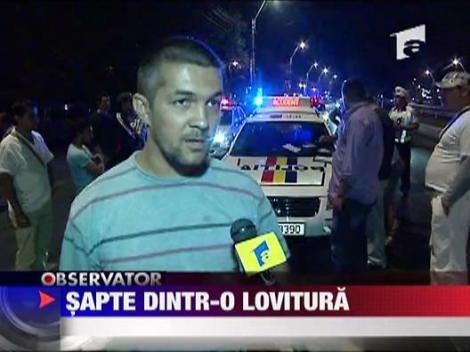 A avariat sapte masini dintr-o singura lovitura