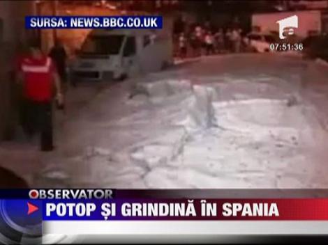 Potop si grindina in Spania
