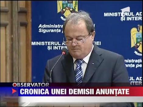 Cronica unei demisii anuntate! Vasile Blaga a apelat la onoare