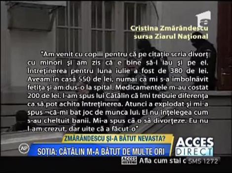 Zmarandescu si-a batut sotia de cateva ori
