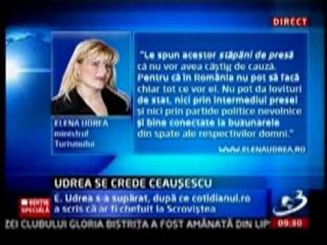 Elena Udrea: "Ziaristii de azi scriu doar ce le dicteaza sefii"