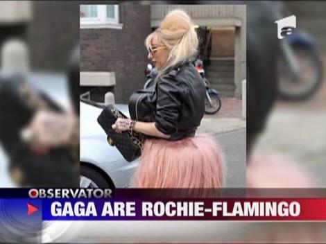 Lady Gaga are o rochie-flamingo