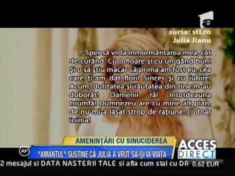 Julia Jianu si-a amenintat amantul ca se sinucide