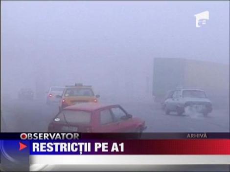 Trafic oprit, la noapte, pe A1