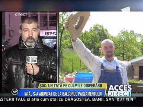 Tatal care s-a aruncat de la balconul Palamentului se simte mai bine