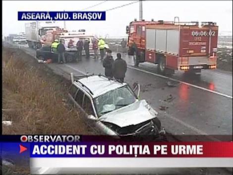 Accident cu politia pe urme