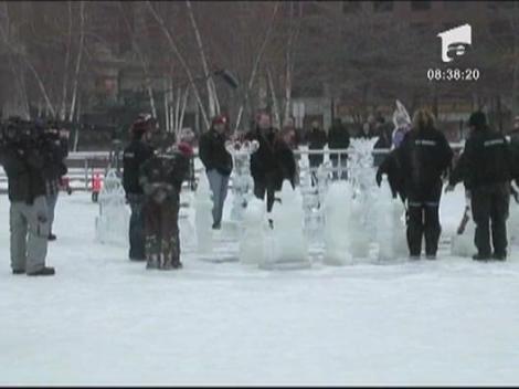 Patinoar trasformat intr-o imensa tabla de sah in SUA
