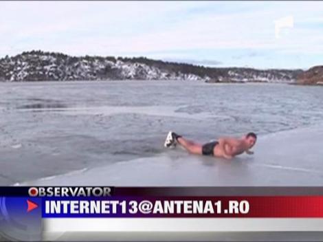 Patinaj si inot in lacul inghetat