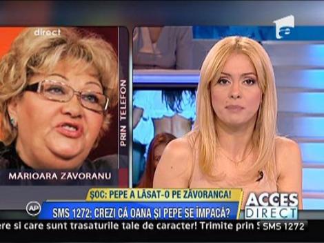 Marioara Zavoranu: "Nu eu sunt motivul despartirii dintre Oana si Pepe"