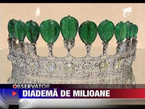 Diadema cu smaralde si diamante, scoasa la licitatie