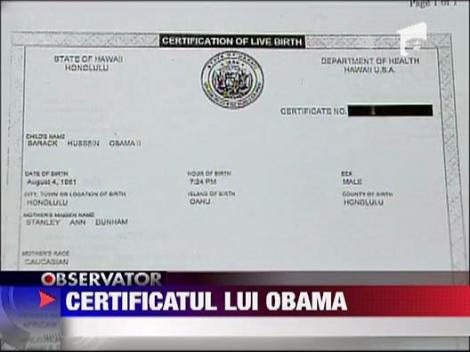 Certificatul de nastere al lui Obama linisteste spiritele