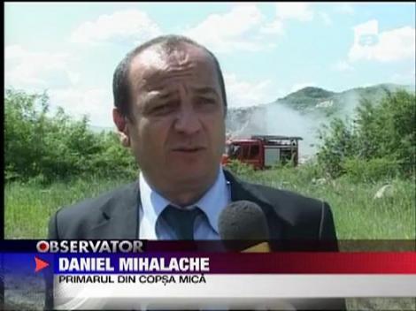 Incendiu de proportii la fosta fabrica de negru de fum din Copsa Mica