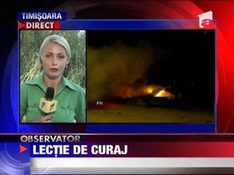 Masina in flacari la Timisoara!