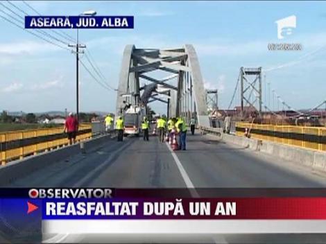 Pod peste Mures reasfaltat dupa 1 an