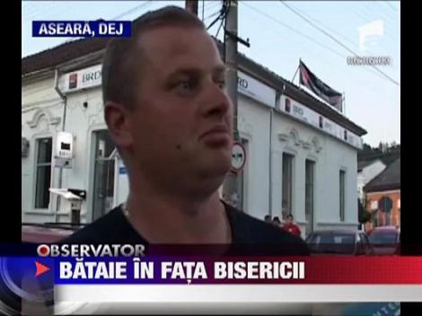 Bataie in fata bisericii