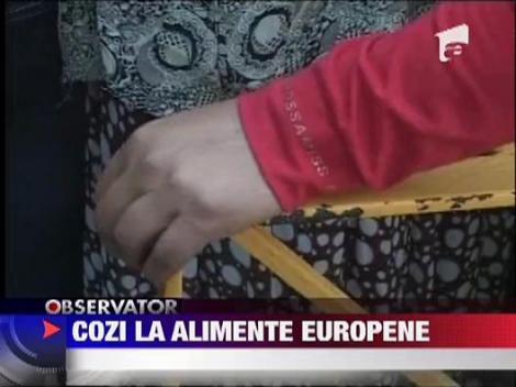 Aglomeratie la impartirea alimentelor marca UE