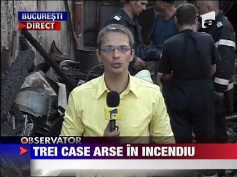 Trei case arse in incendiu