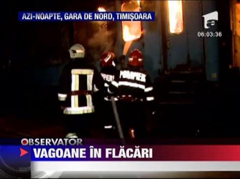 Incendiu in Gara de Nord din Timisoara:  doua vagoane au luat foc ‎