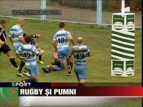 Scene de box la meciul de rugby dintre Farul Conatanta si Universitatea Cluj