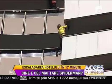 “Spiderman” a escaladat Hotelul Intercontinental din Bucuresti